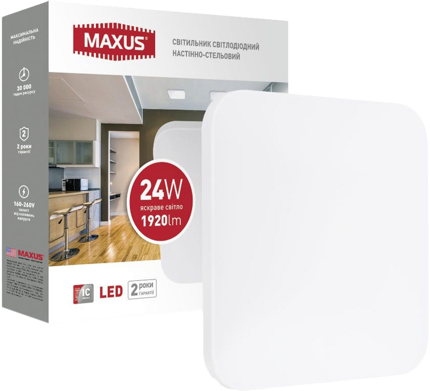 

Светильник настенно-потолочный Maxus Ceiling light 24W 4100K S (1-MCL-2441-01-S)