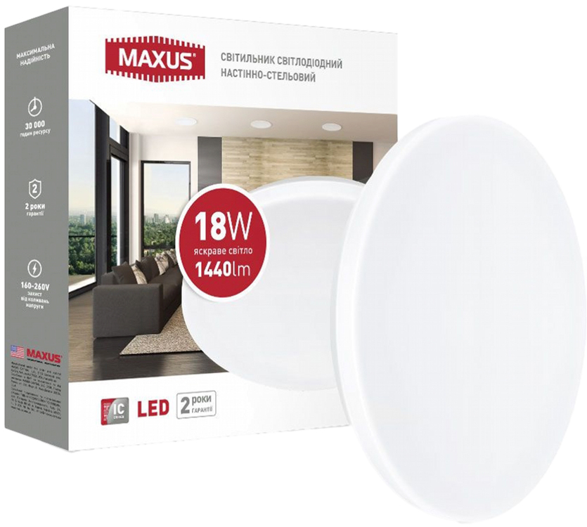 

Светильник настенно-потолочный Maxus Ceiling light 18W 4100K C (1-MCL-1841-01-C)