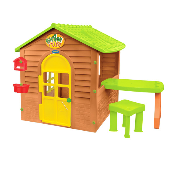 

Дитячий будиночок садовий ігровий пластиковий Mochtoys столик, стілець 12240