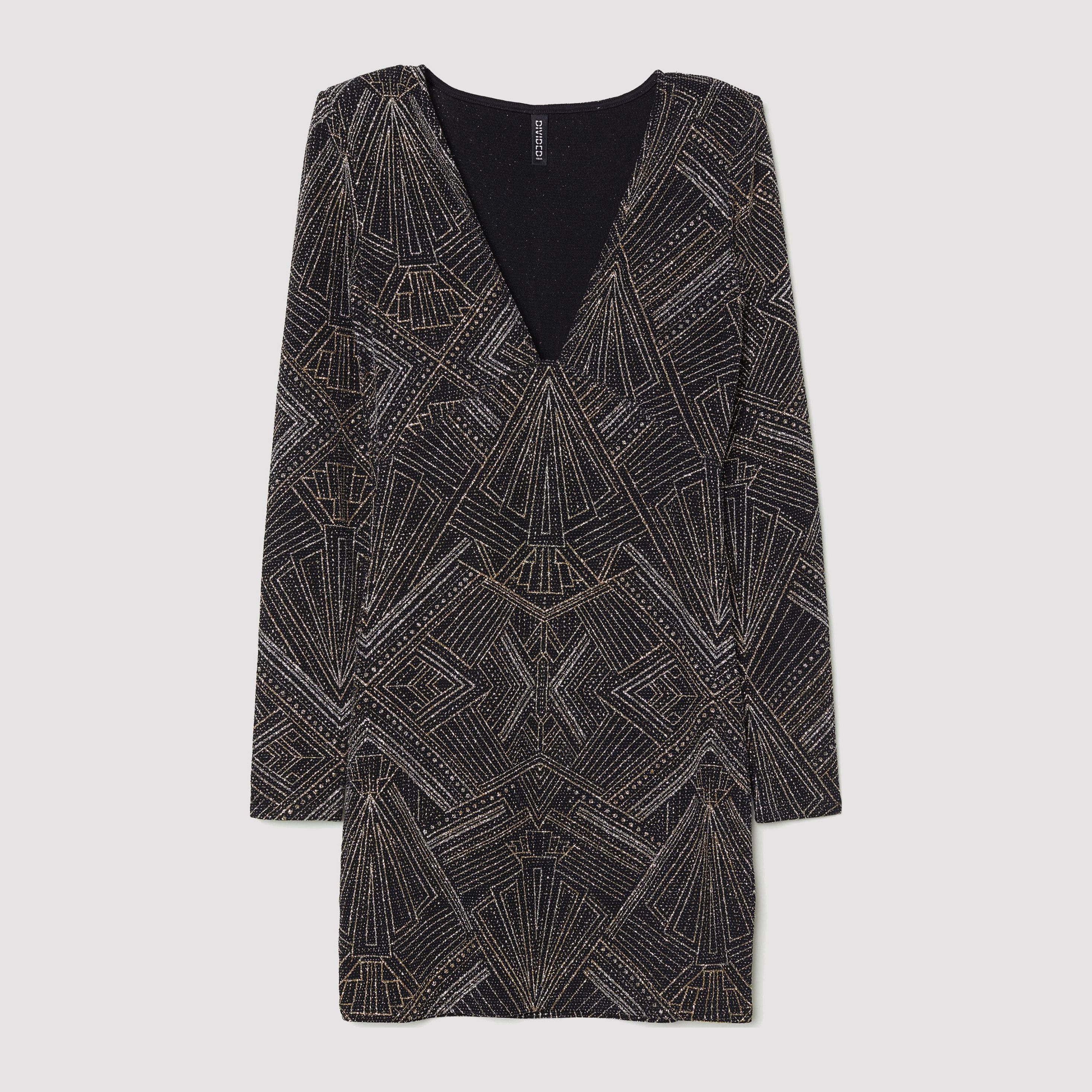 

Платье H&M 6739228-ABFJ 38 Черное с серебристым
