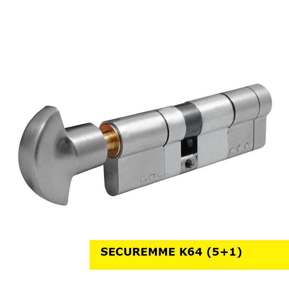 

Цилиндр замка SECUREMME K64 ключ-тумблер (мат хром) 80 мм (45+35Т)