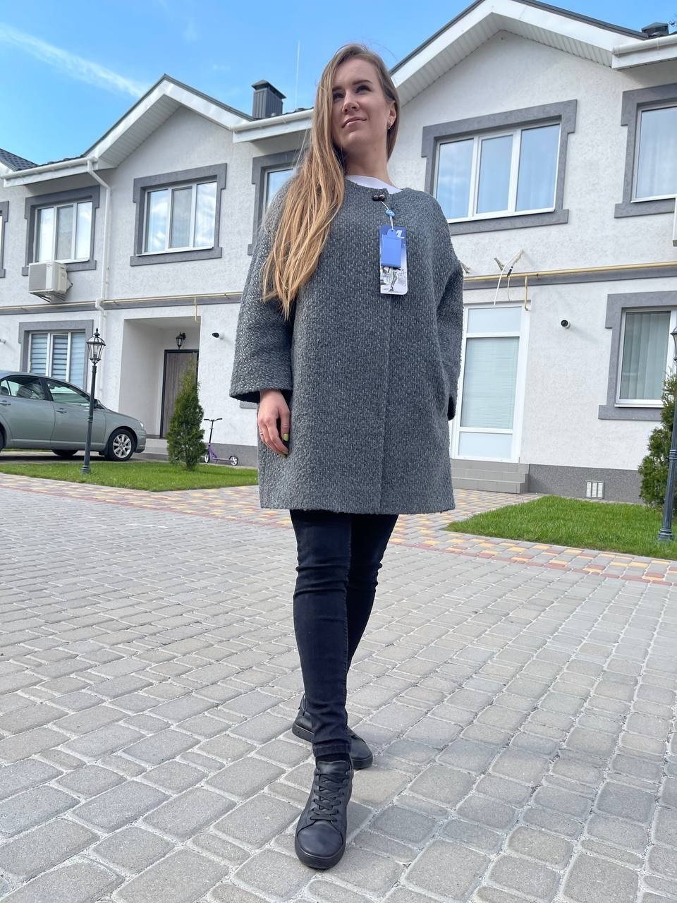 

Женское пальто Albanto JK0232T XL Серое букле