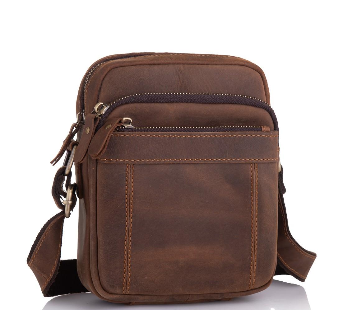 

Мужская сумка на плечо коричневая кожаная Tiding Bag t0036