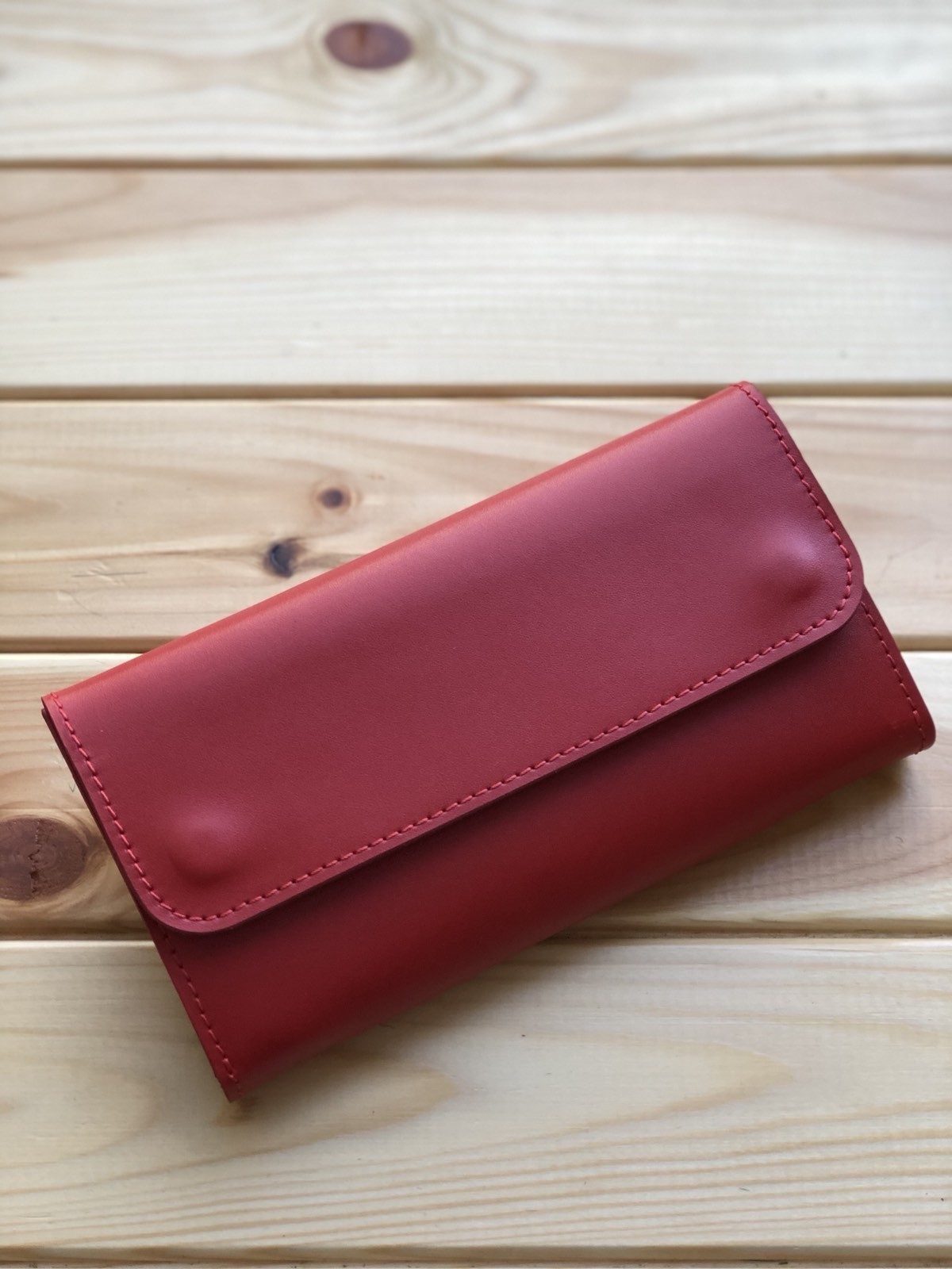 

Кошелек клатч Fresh на двух кнопках кожаный Hand Made красный 20*10