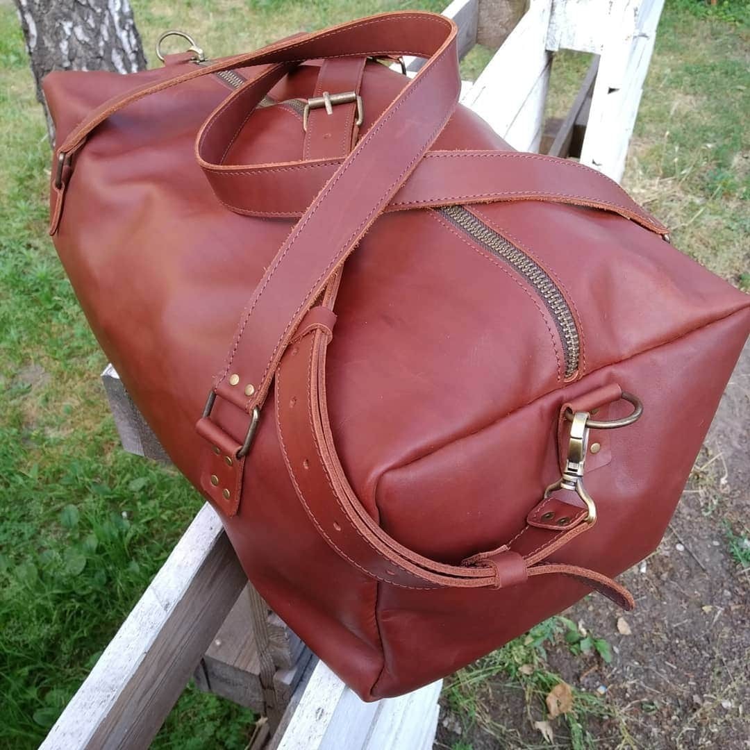 

Сумка кожаная Fresh дорожная Hand Made коричневая 60*40*40