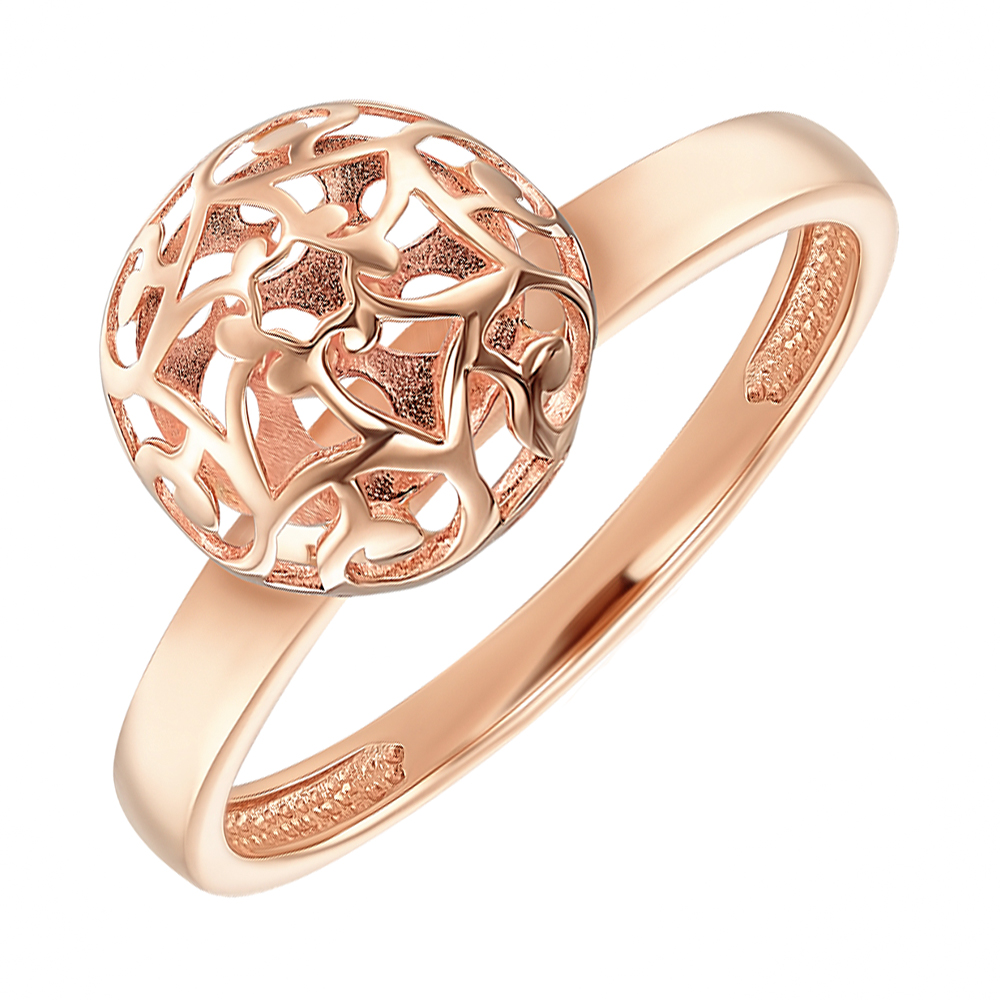 

Кольцо из красного золота с ажурным шариком 000139206 16.5 размера