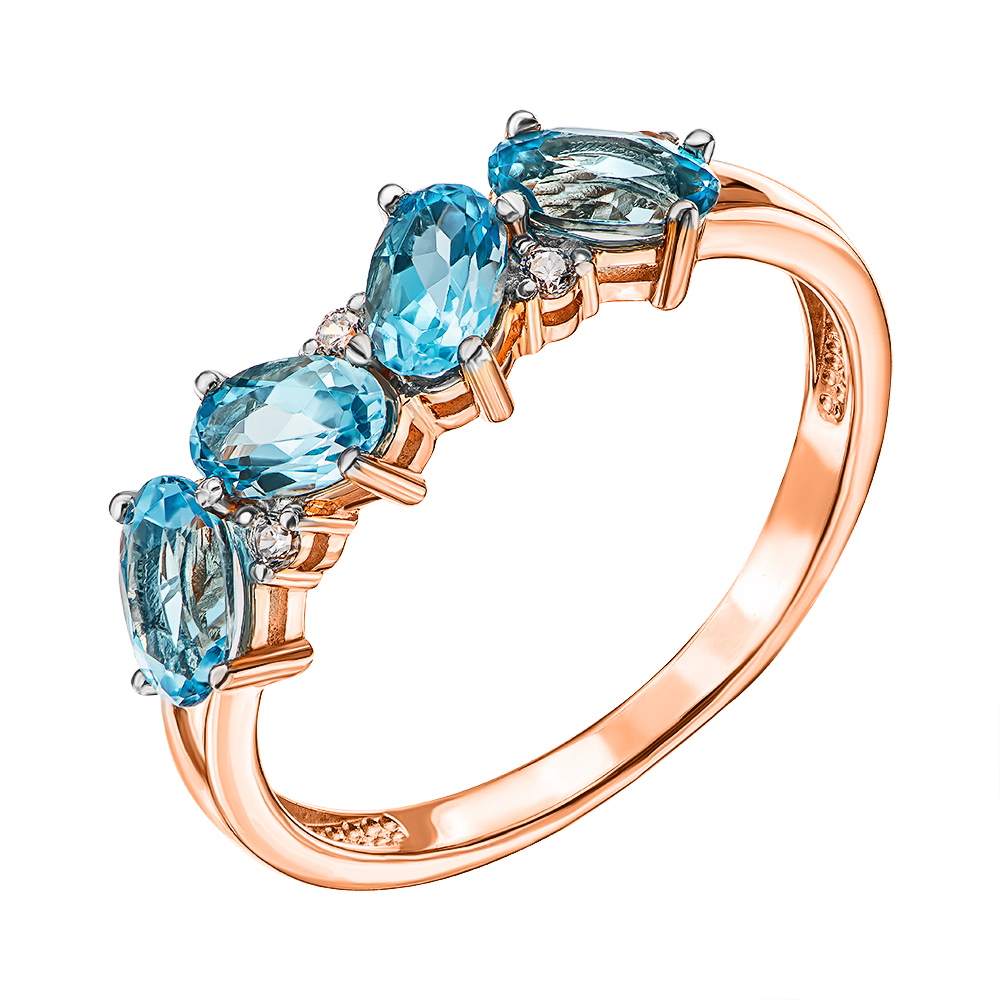 

Кольцо из красного золота с топазами, фианитами и родированием 000137347 16 размера