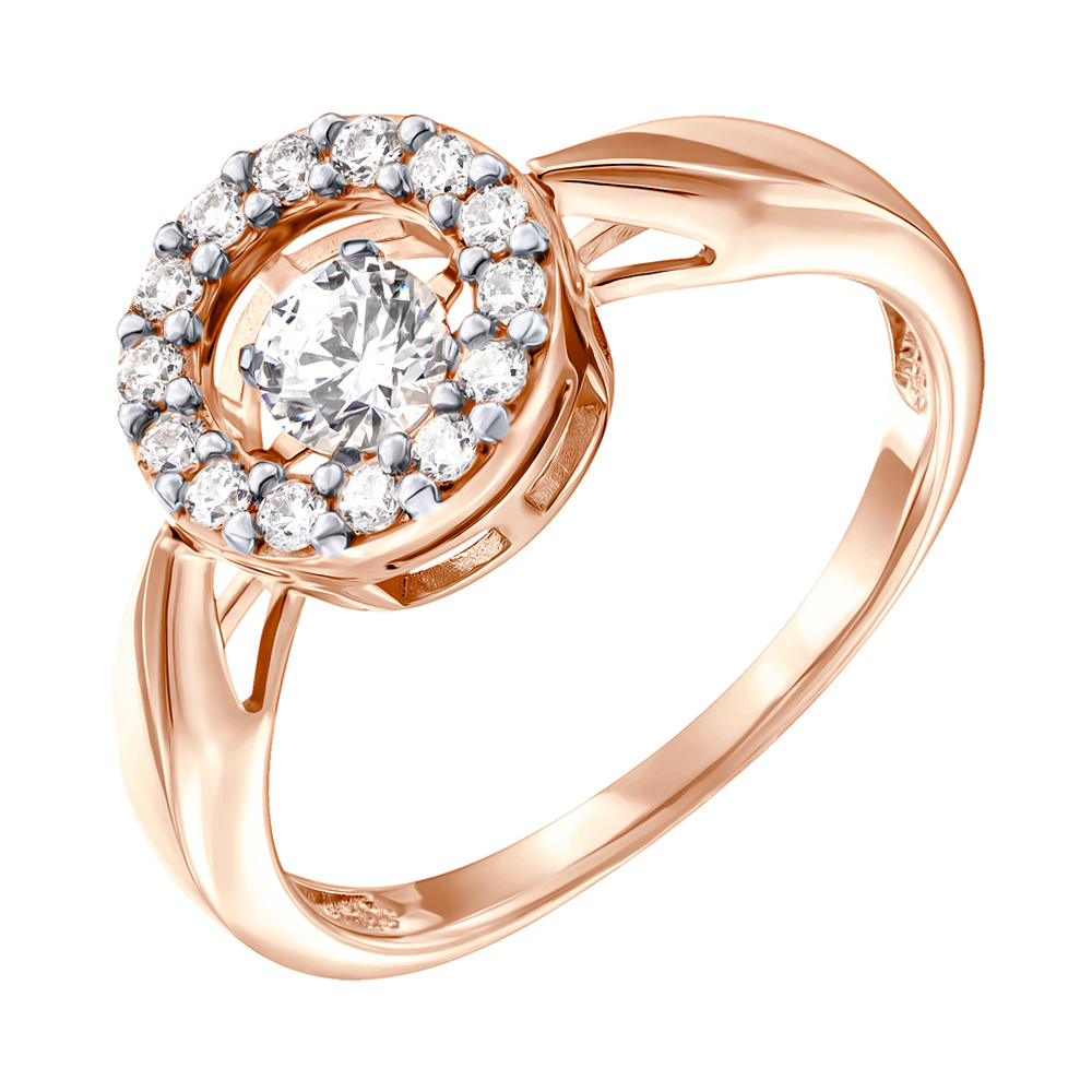 

Кольцо из красного золота с цирконием Swarovski и родированием 000139155 17 размера
