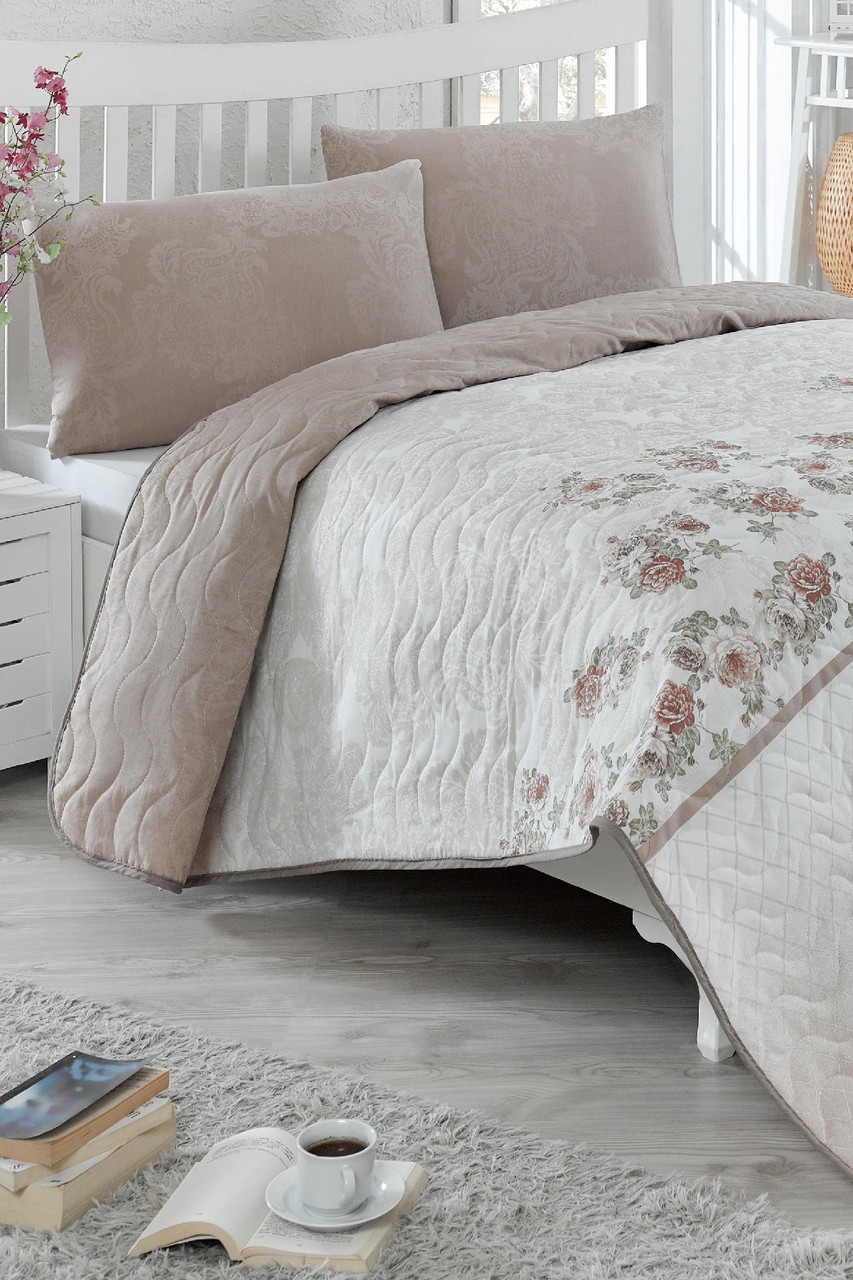

Покрывало стеганное с наволочкой Eponj Home - Lustro kahve кофе 160*220