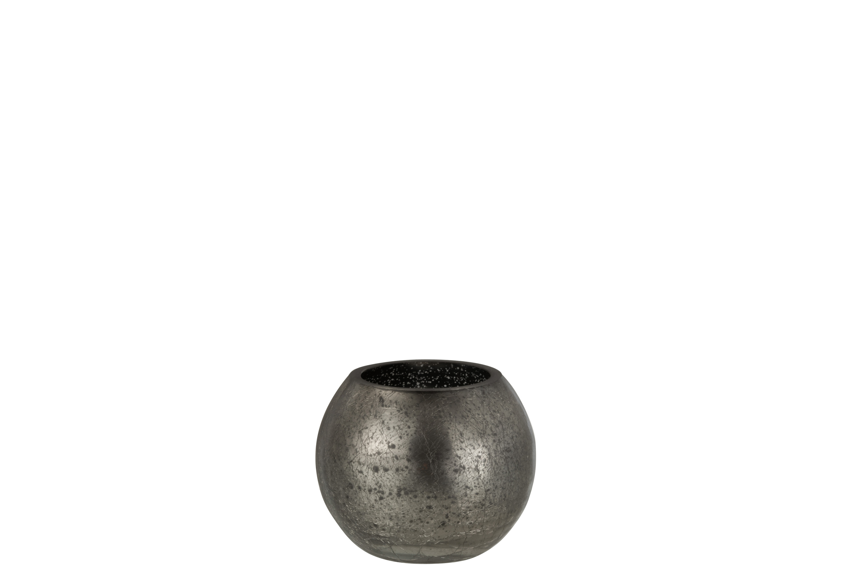 

Подсвечник J-LINE стеклянный с эффектом разбитого стекла матовый серого цвета 13х13 см Бельгия (7756)