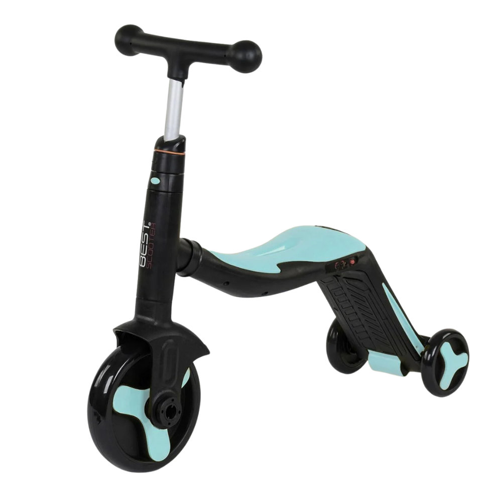 

Дитячий самокат-трансформер 3 в 1 біговел-велосипед світиться BEST SCOOTER Від 3 до 8 років Чорний (80457)