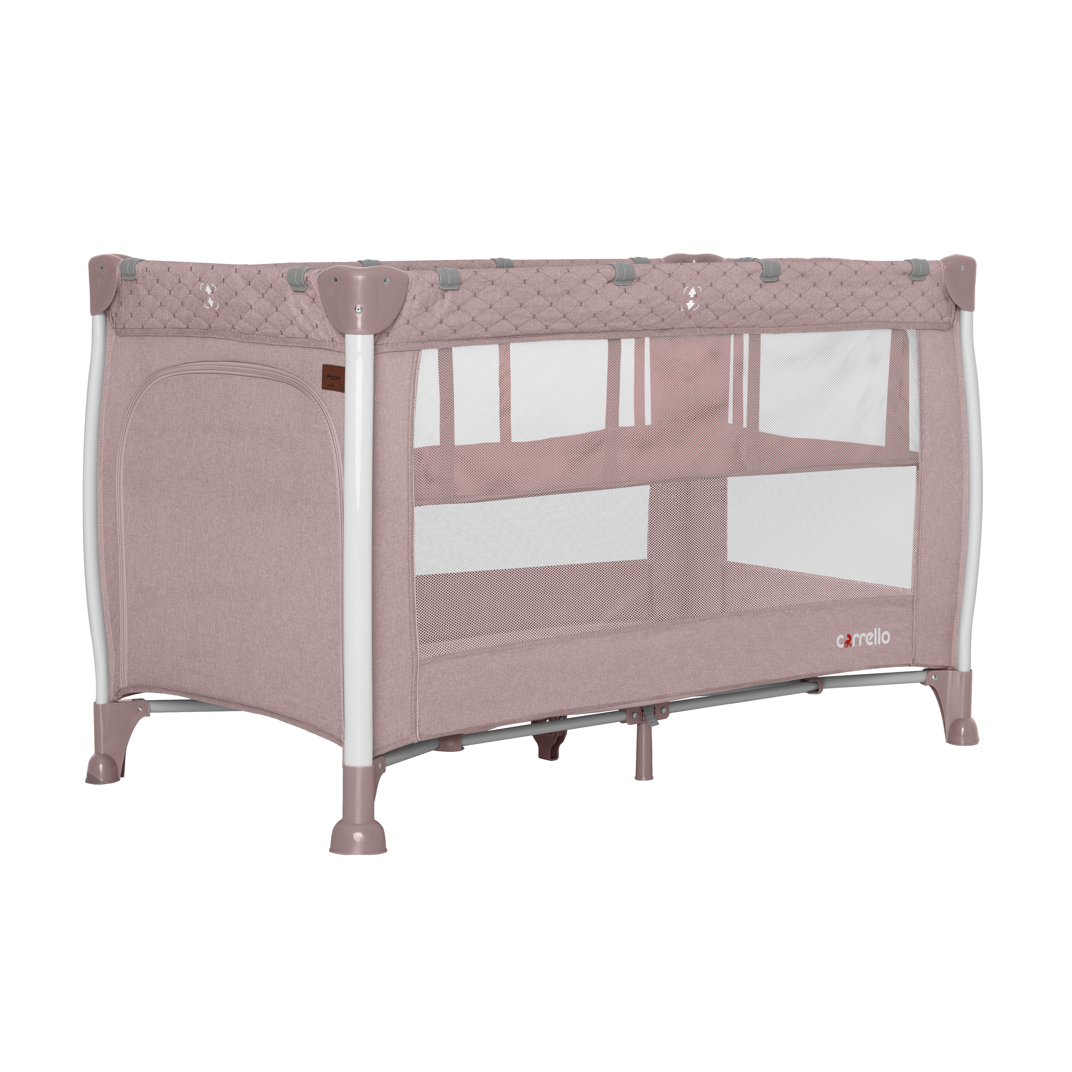 

Манеж CARRELLO Polo+ CRL-11606 Flamingo Pink с двойным дном и 2 колесами + сумка для переноски 125 х 65 х 74 см