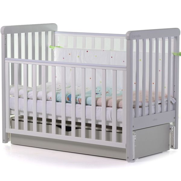 

Детская кроватка маятник с ящиком Carrello Alba White-Grey