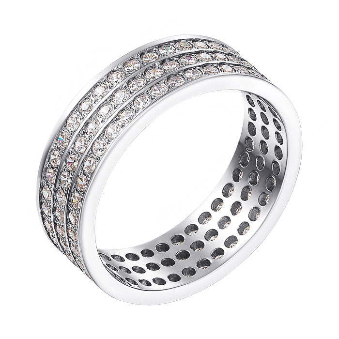 

Обручальное кольцо из белого золота с фианитами 000000317 17 размера