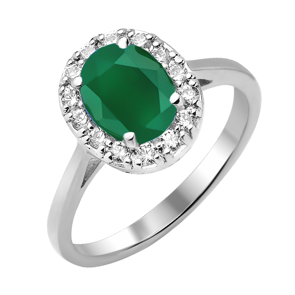 

Серебряное кольцо с агатом и фианитами 000125040 16 размера