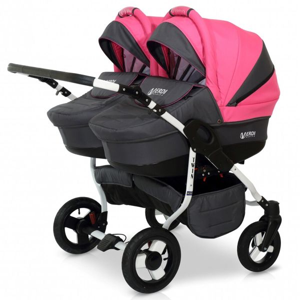 

Универсальная коляска для двойни Verdi Twin 08 Black/pink