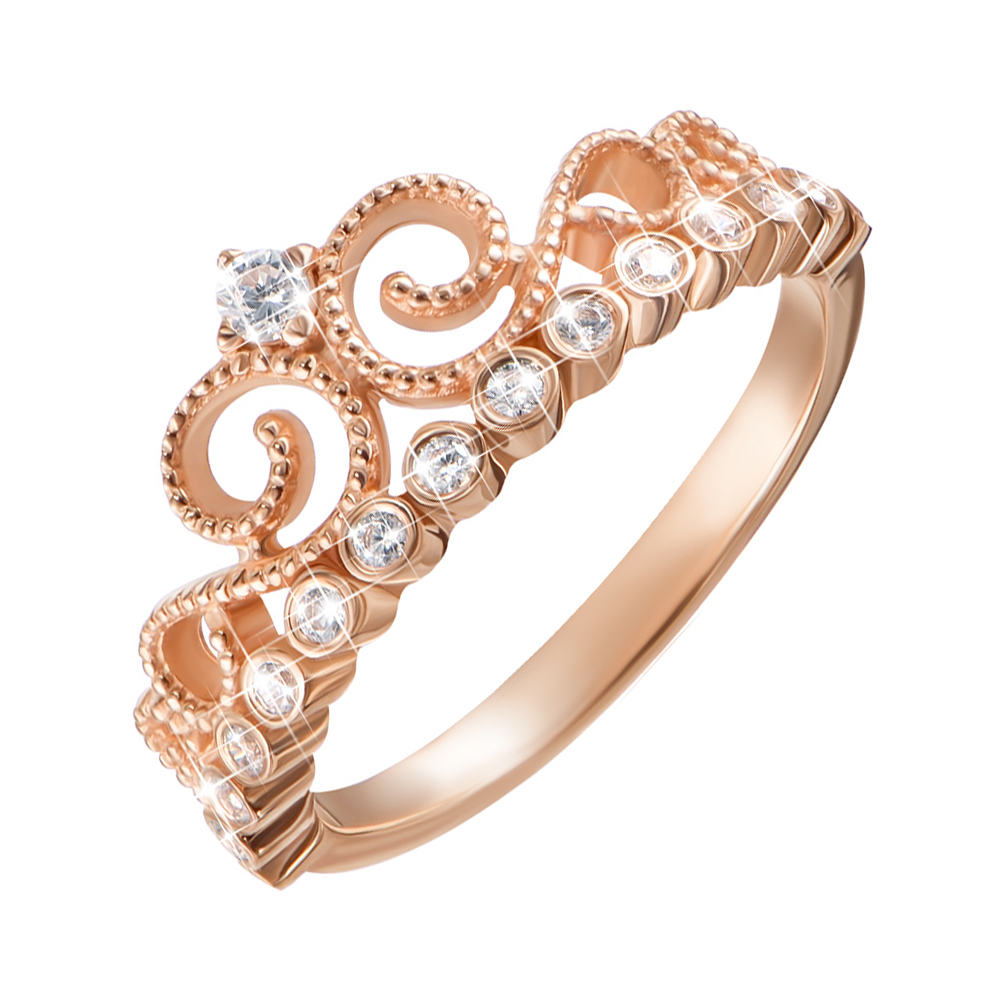 

Кольцо-корона из красного золота с фианитами 000126233 16 размера