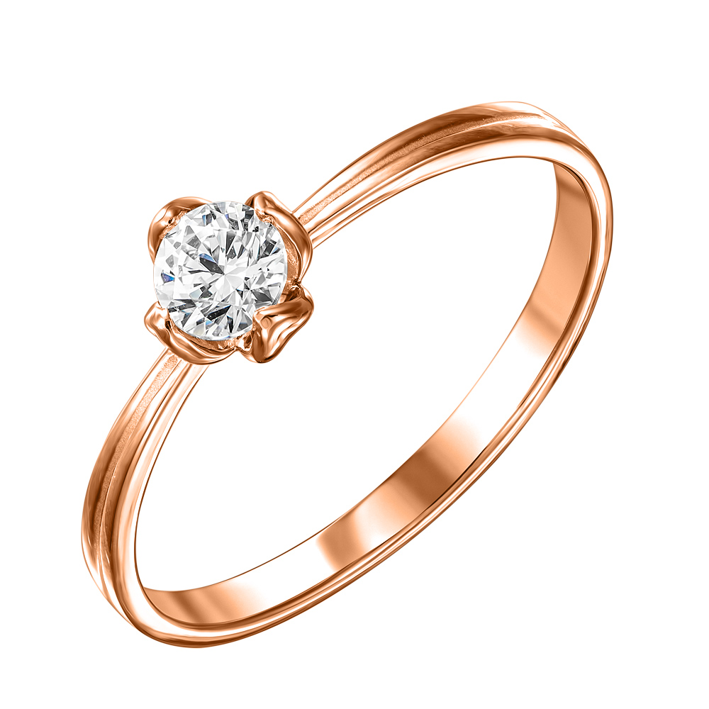 

Помолвочное кольцо из красного золота с кристаллом Swarovski 000122767 16.5 размера