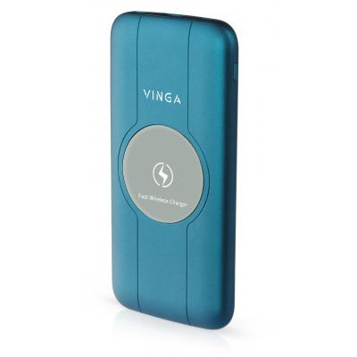 

Павер банк портативное зарядное устройство Vinga 10000 mAh Wireless QC3.0 PD soft touch blue