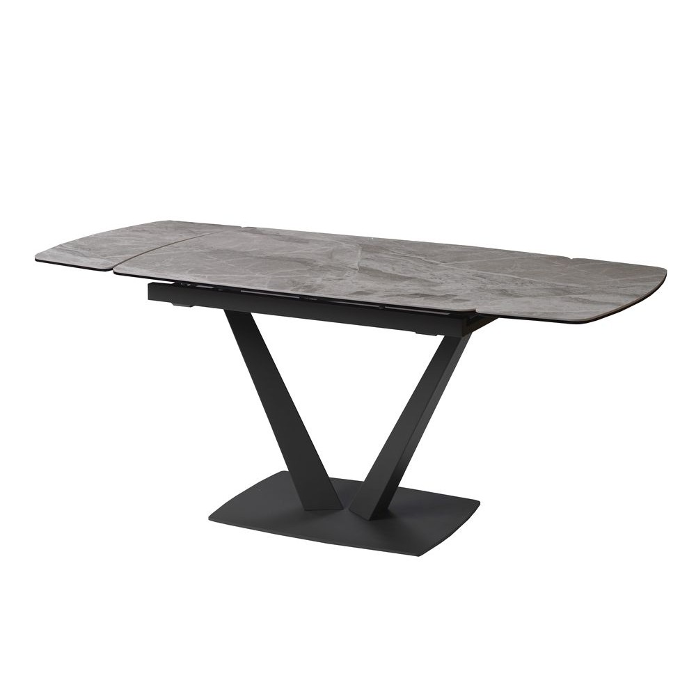 

Стол обеденный раскладной в гостиную, кухню Elvi Light Grey керамика/металл светло-серый Concepto