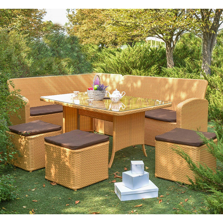 

Комплект мебели из искусственного ротанга для сада Грета лоза светло-коричневый Украинские конструкции