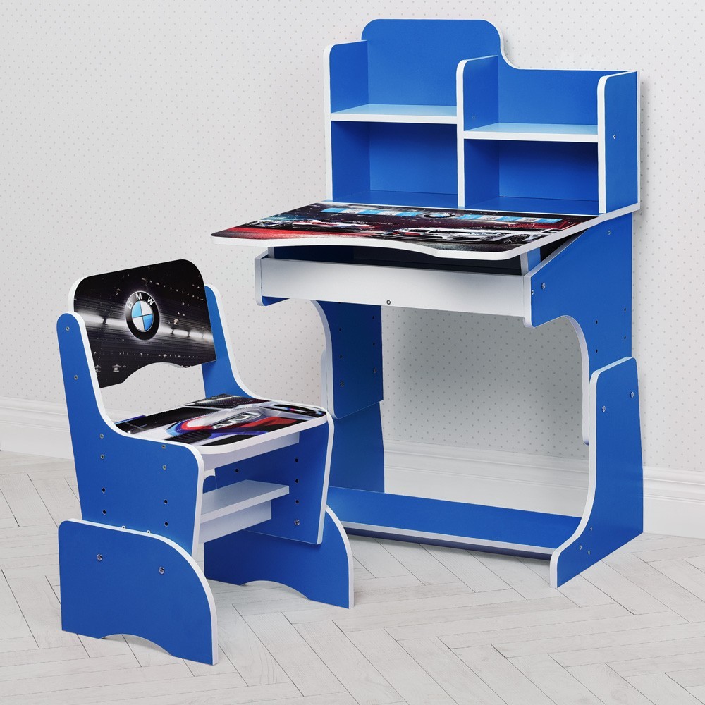 

Детская парта со стульчиком Bambi полочки Машины BMW