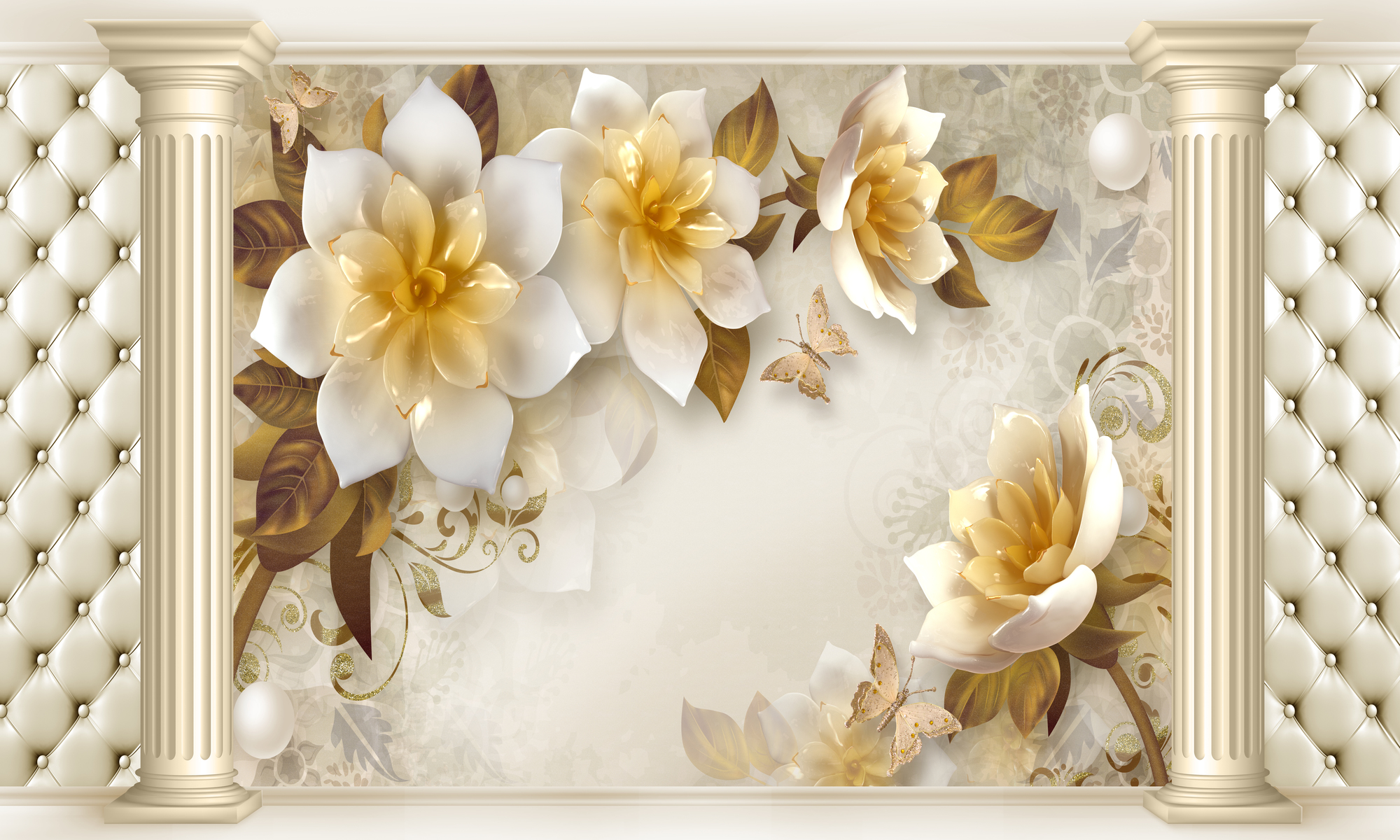 

Фотообои 3D 'Цветы и колонны' (4872) , Гладь