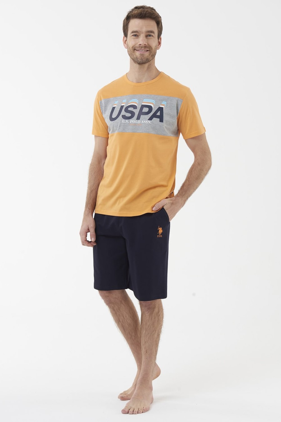 

Комплект: футболка и шорты U.S. Polo ASSN 48(M) Горчичный-Синий