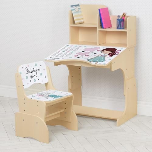

Детская парта со стульчиком W 2071-98-3 Bambi. Девочка бежевого цвета