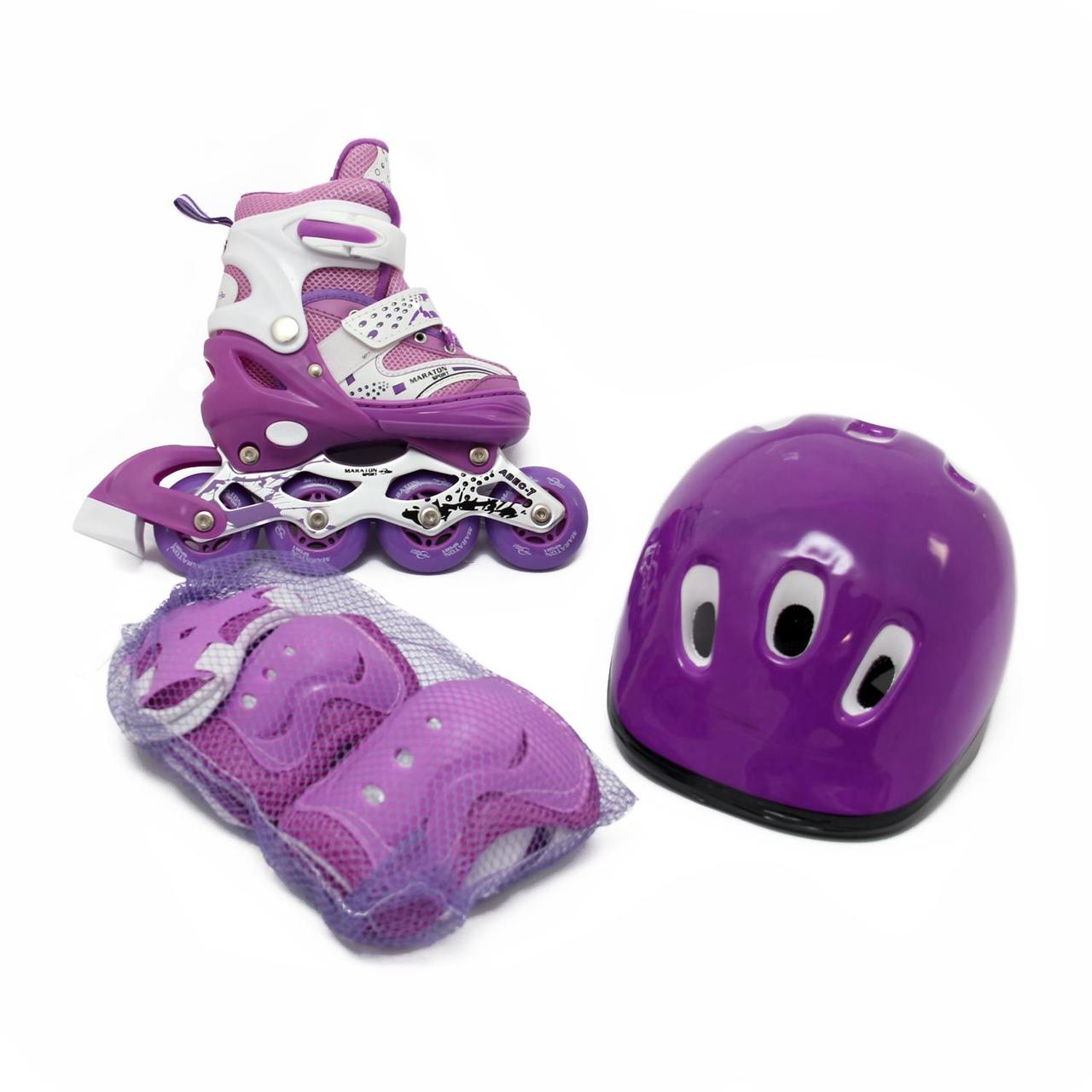 

Роликовые коньки Maraton Happy Sport My Go 28-33 фиолетовый с защитой