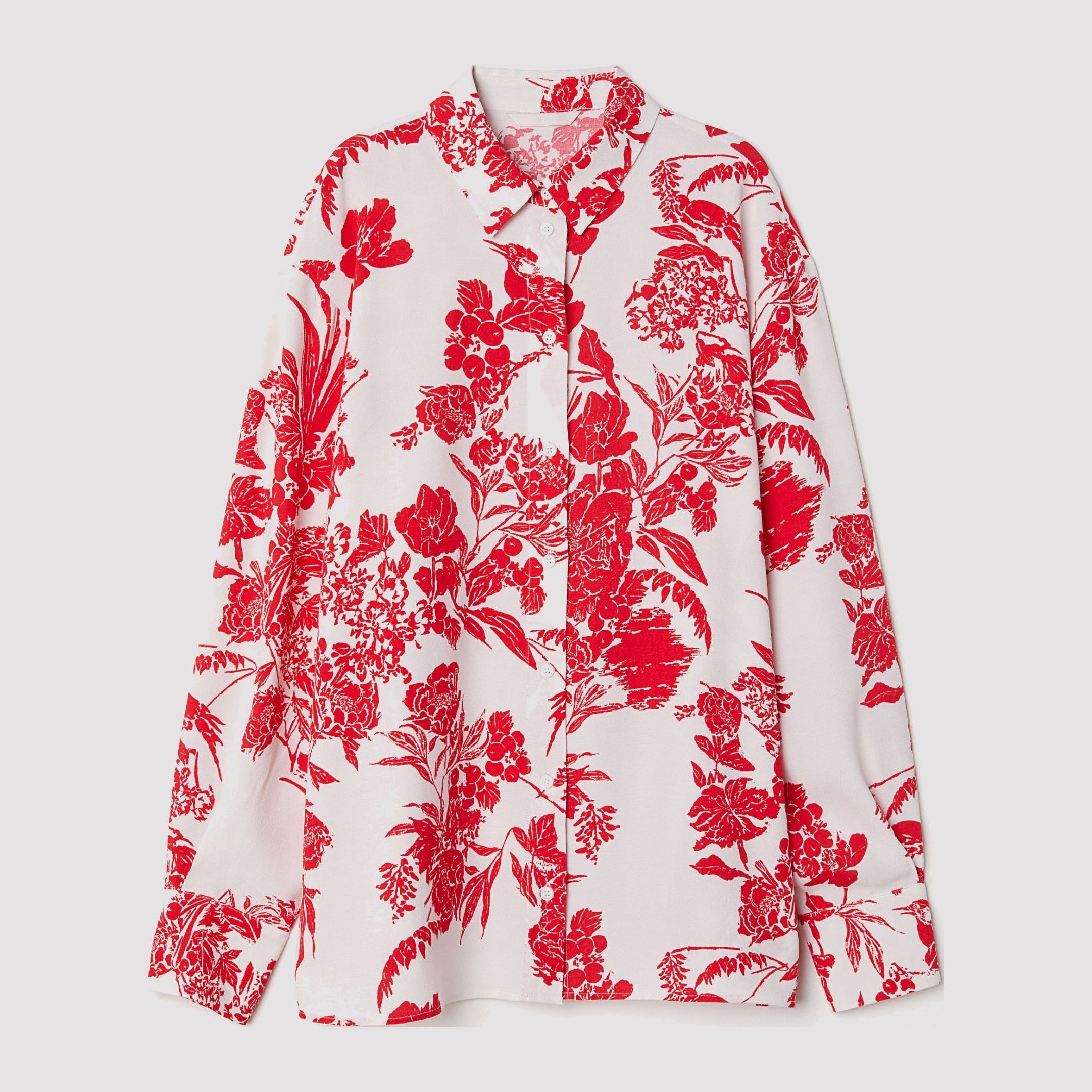 

Рубашка H&M 6391347-AASP 34 Белая с красным