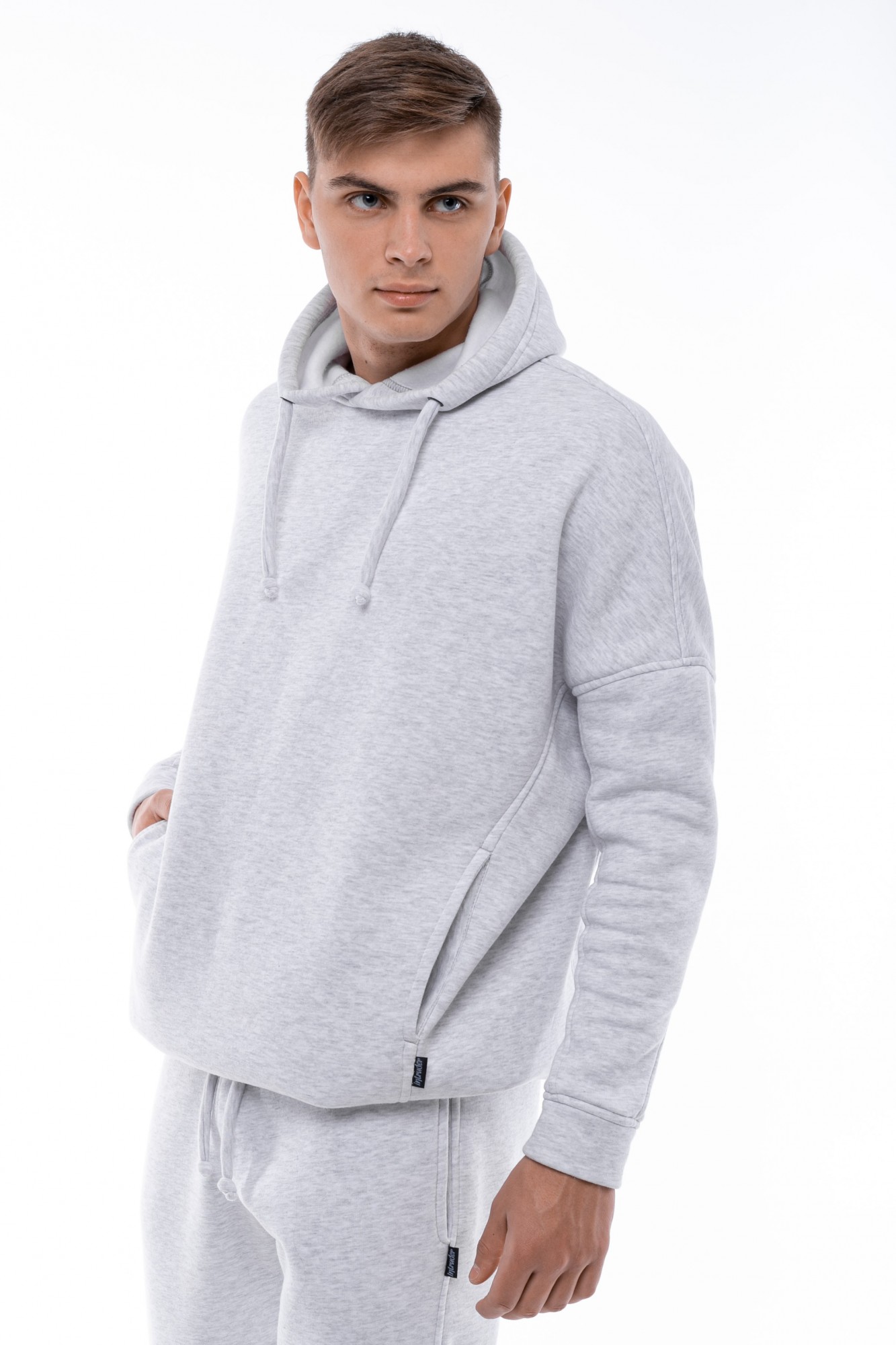

Худи Мужское Intruder на флисе спортивная кофта теплая серое Oversize