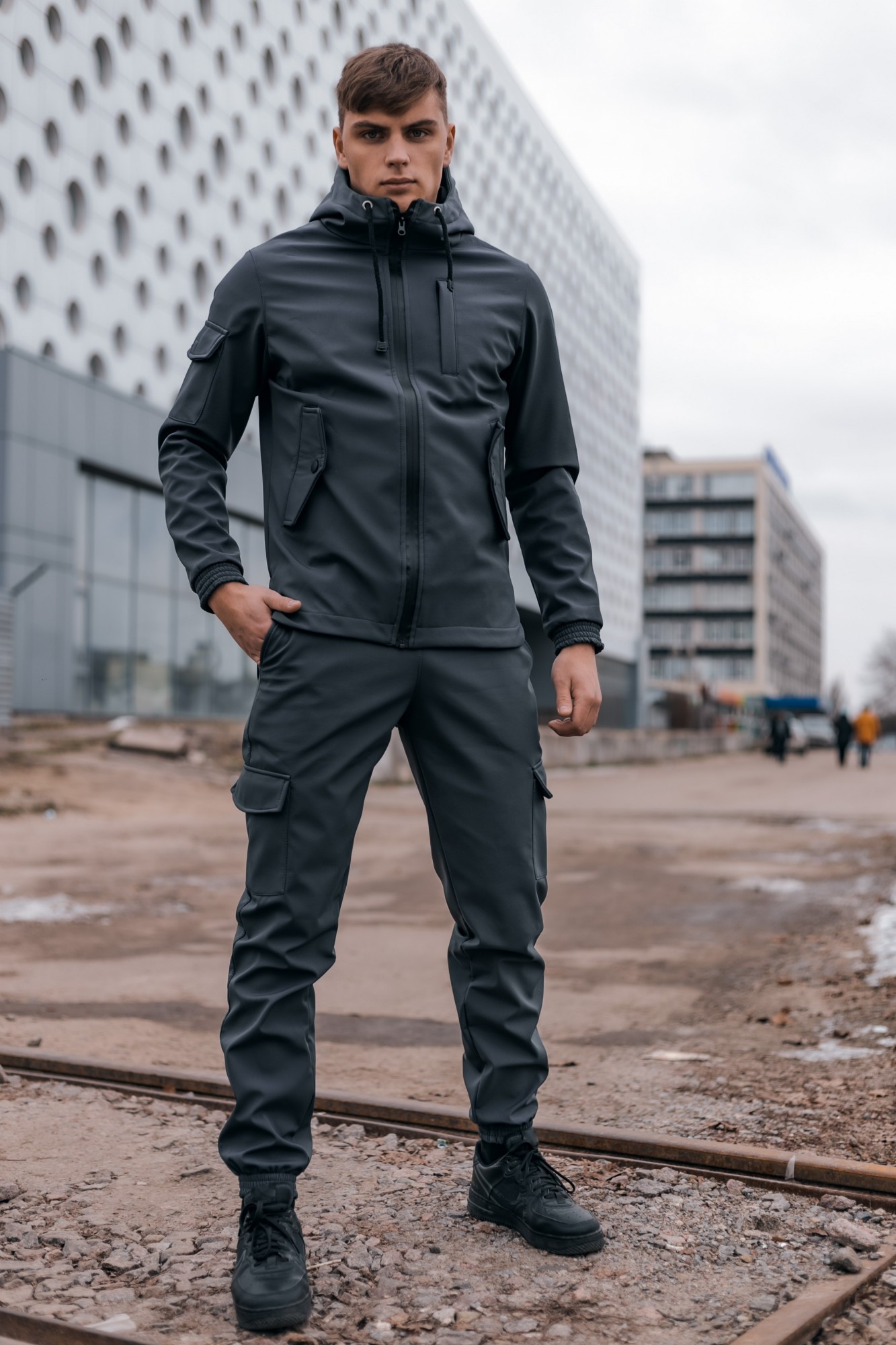 

Мужской костюм Intruder Softshell демисезонный ( куртка + штаны утепленные) серый XXL