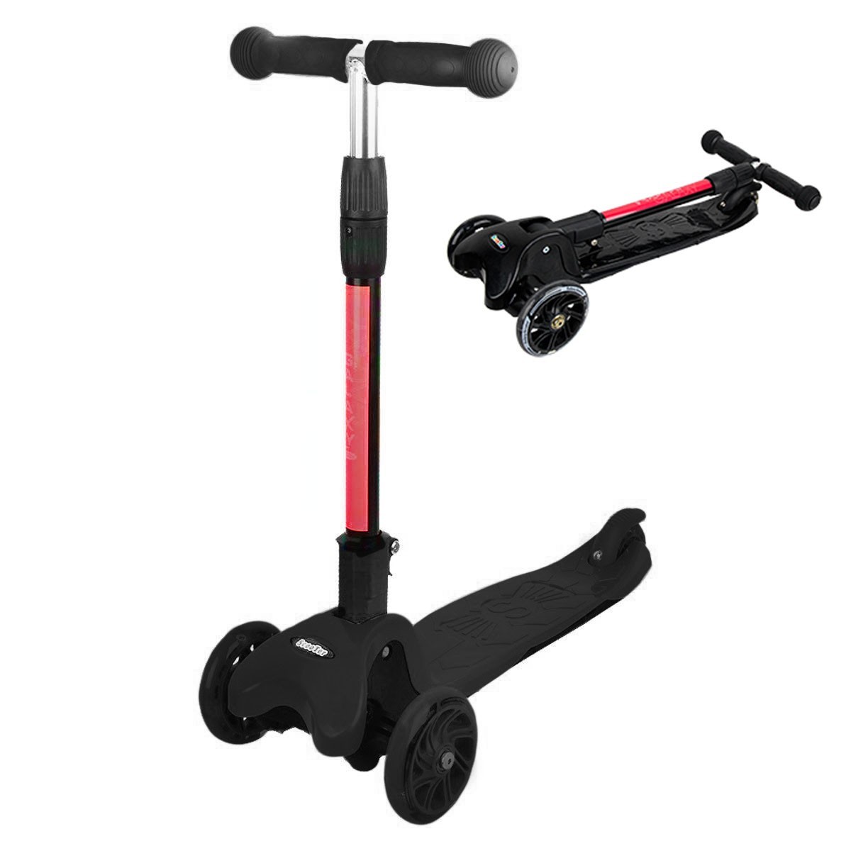 

Самокат Tilly GS-0004 складной с 3 колесами, до 50 кг, прорезиненные ручки, черный