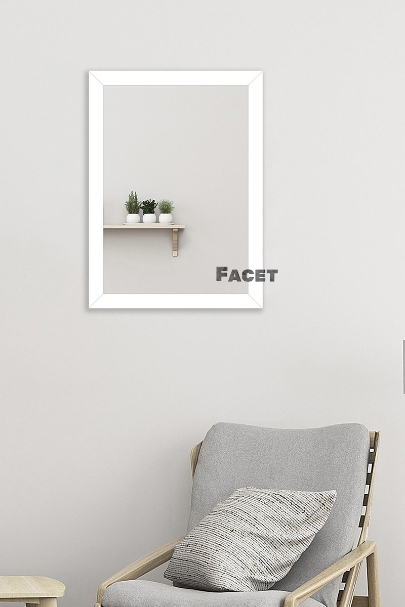 

Настенное зеркало 78х60 "Facet 1801", белый мдф