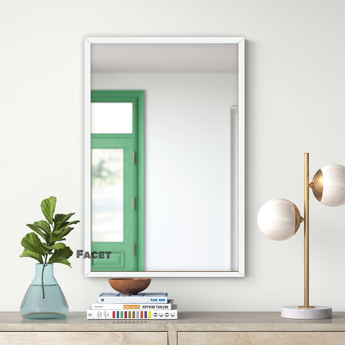 

Настенное зеркало 78х60 "Facet 2201", белый мдф