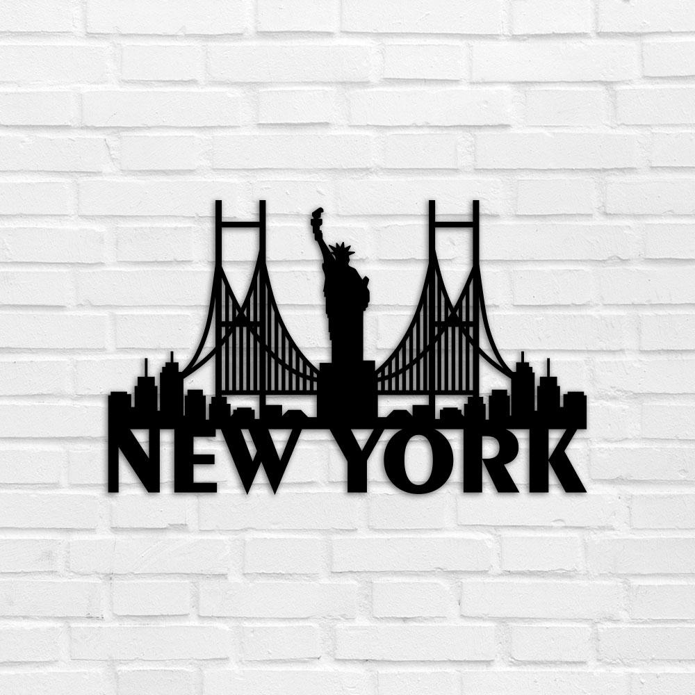 

Картина из дерева панно на стену резное New York TWD WALL60003М 50х30см Черный Городской пейзаж Горизонтальная Без рамы