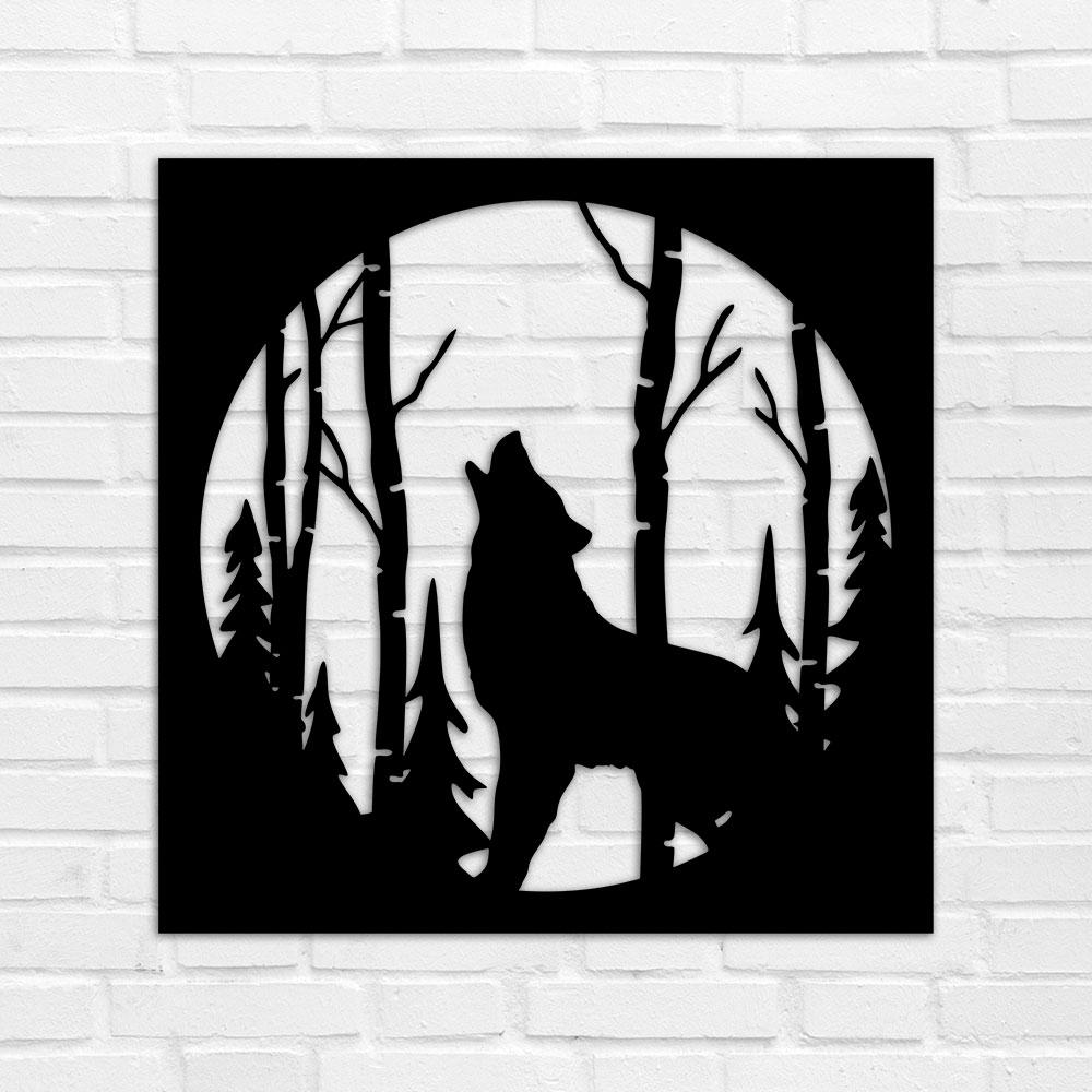 

Картина из дерева панно на стену резное Волк TWD WALL10031 40х40см Черный Анималистика Квадрат В раме