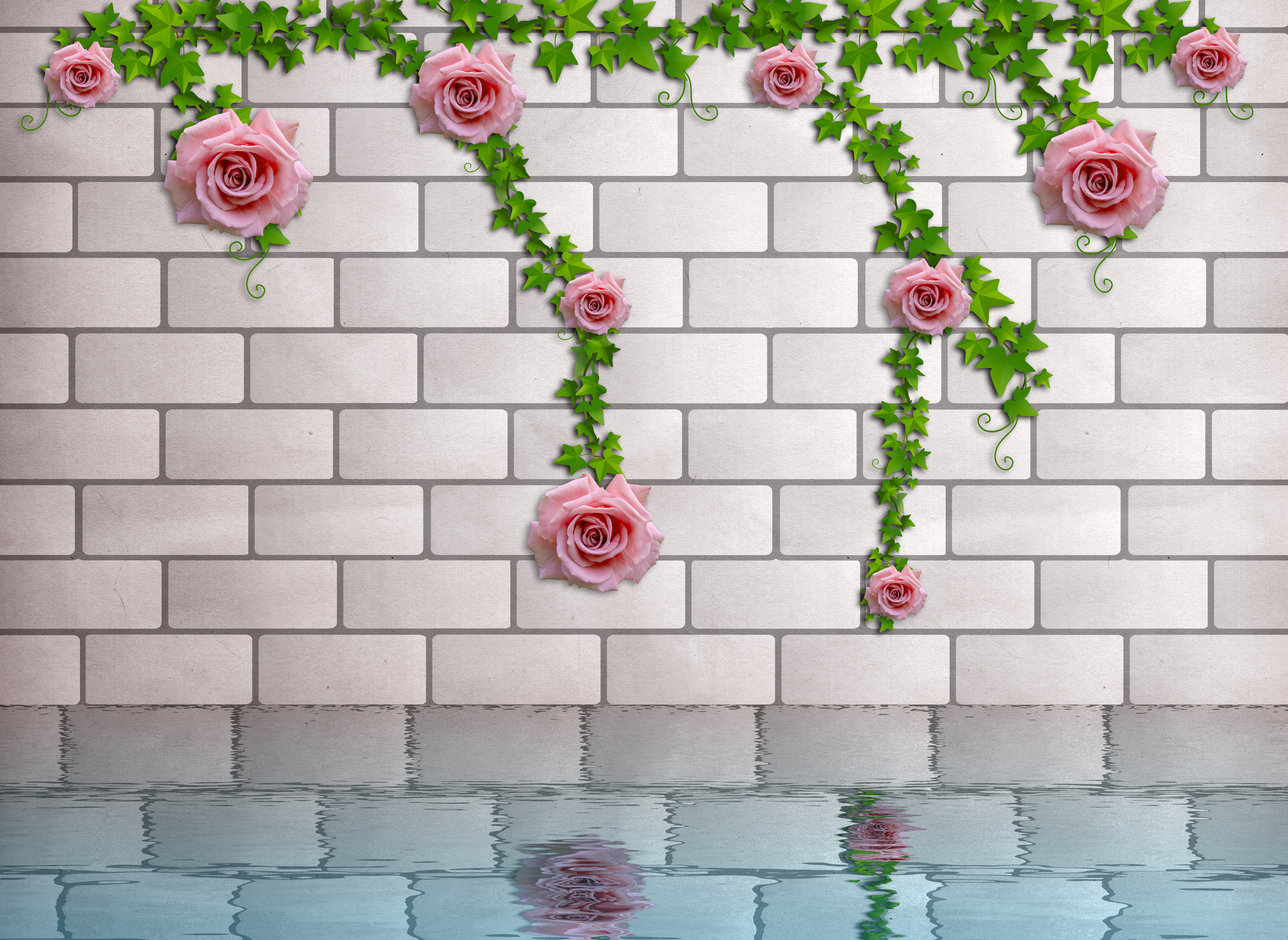 

Фотообои 3D 'Стена с цветами' (3443) , Холст
