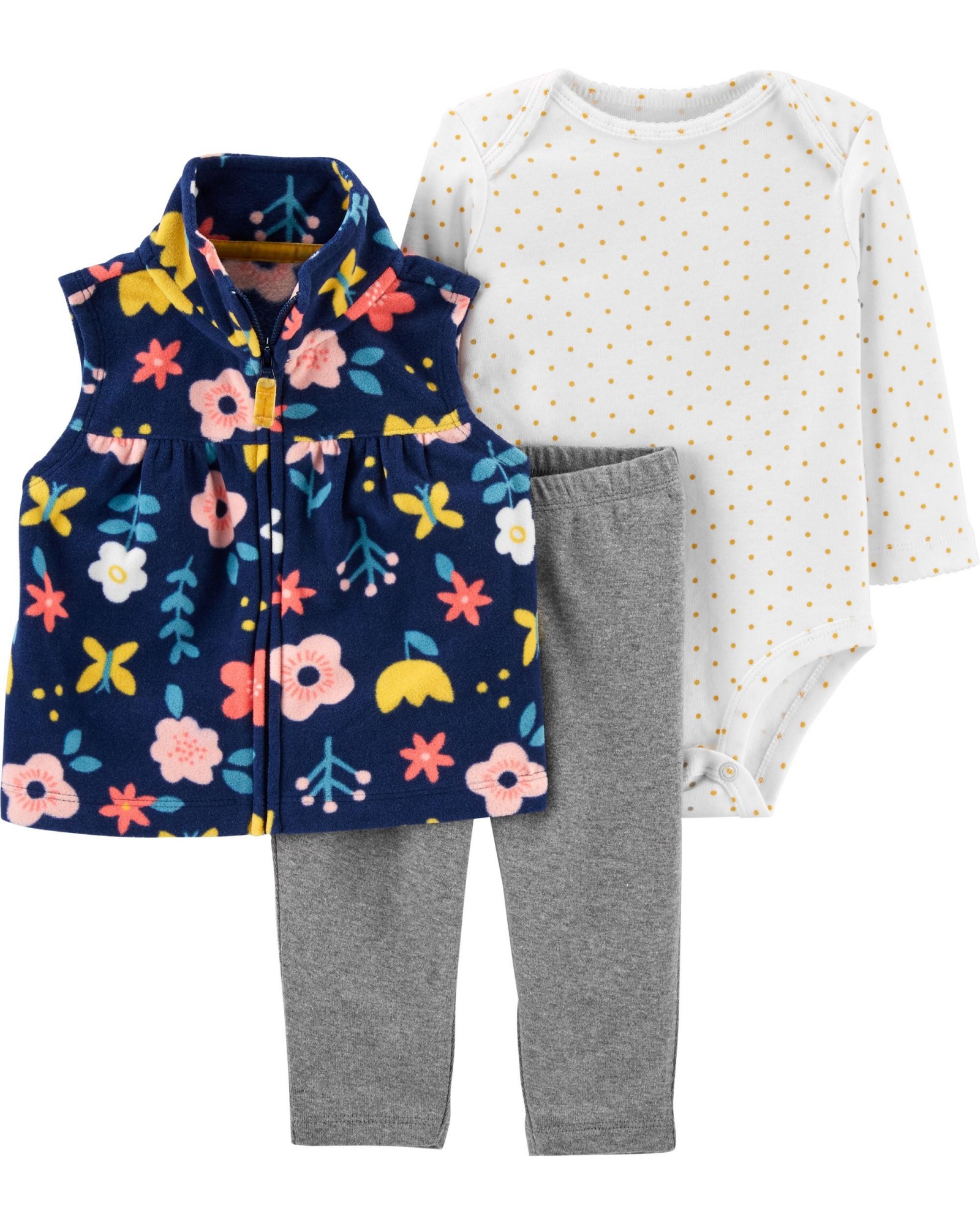 

Комплект (жилетка + боди + штанишки) Carters AE100-125 76-81 см Синий с белым и серым