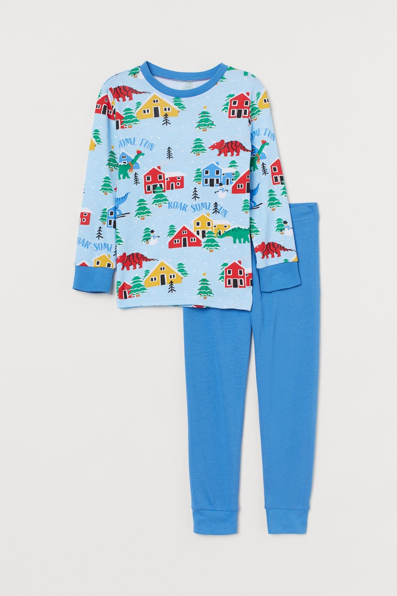 

Пижама H&M AE100-147 122-128 см Синяя с голубым Динозавры