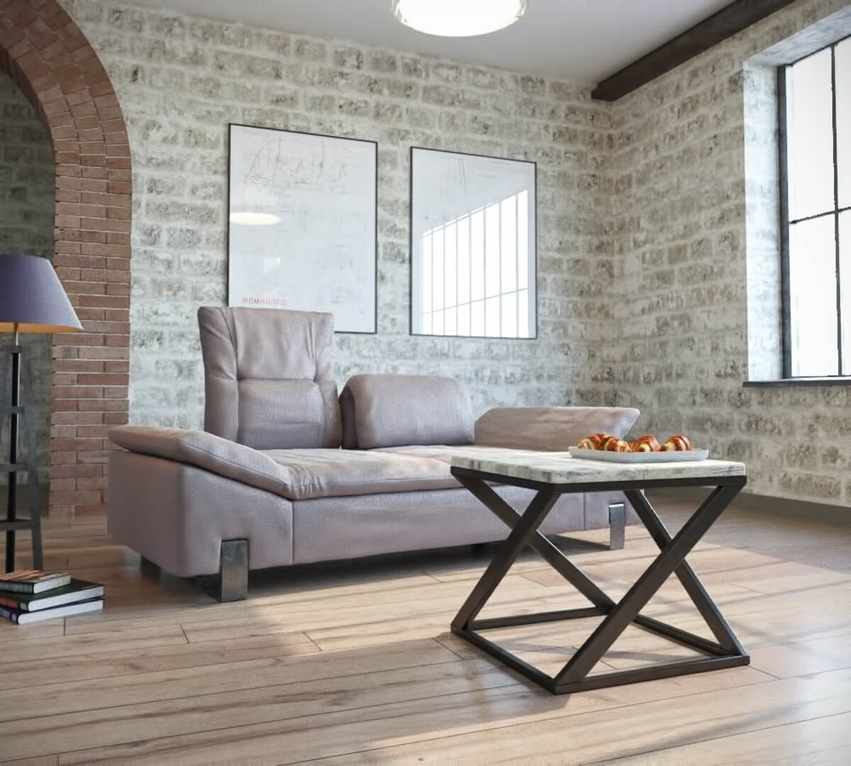 

Стол журнальный Бент Металл-дизайн чёрный бархат + Аляска