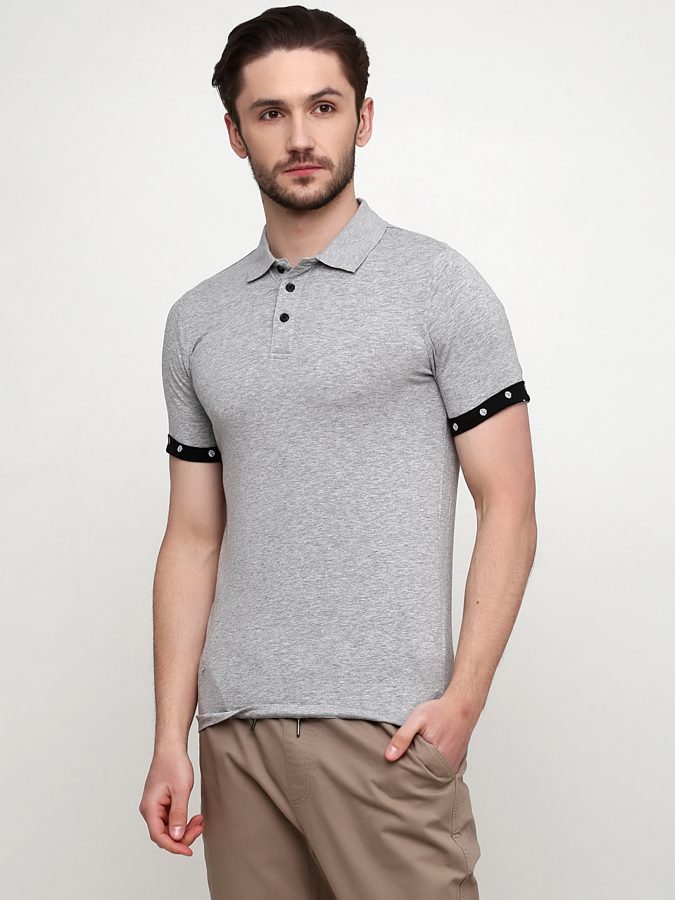 

Поло H&M 658329 XS Серый меланж/Черный