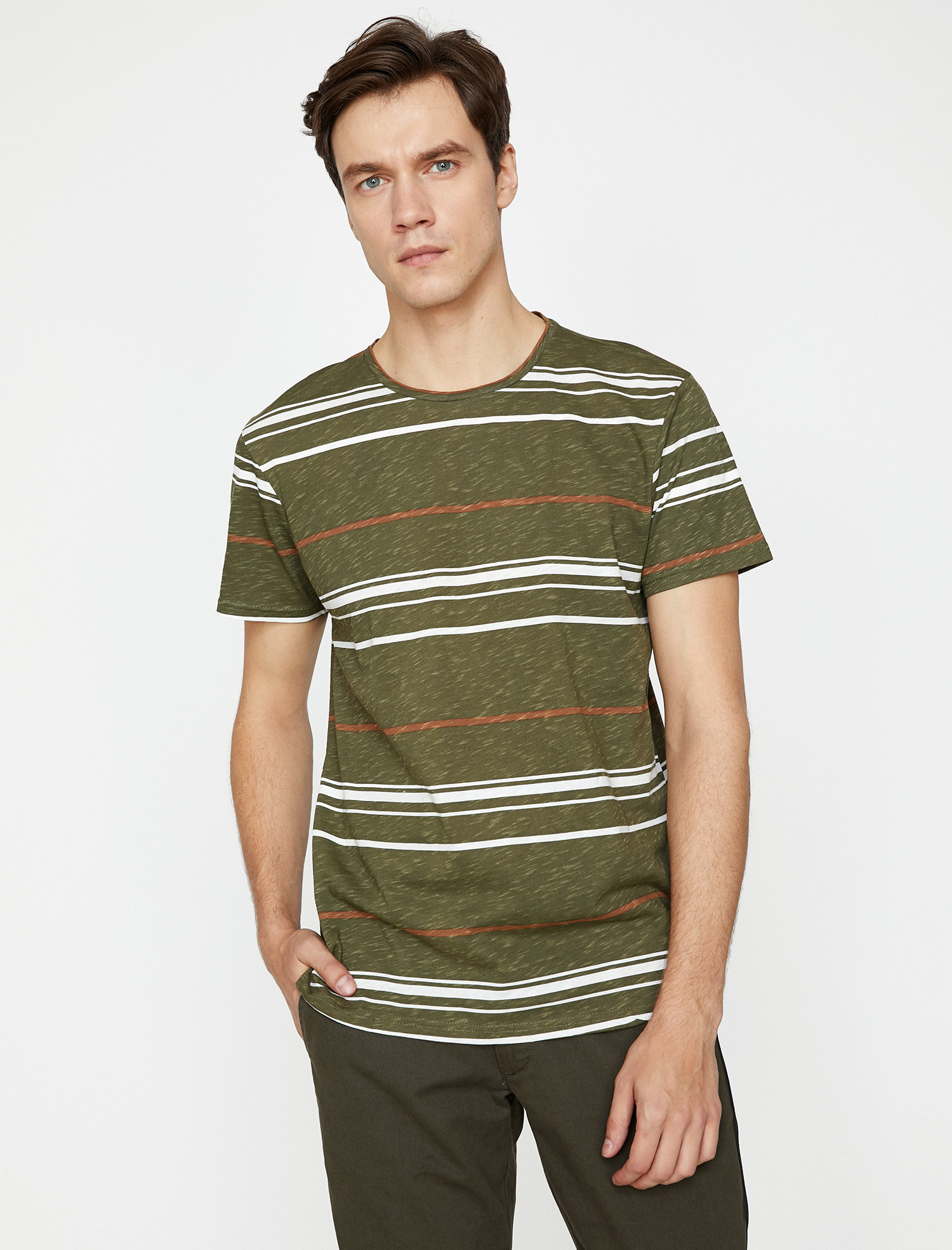 

Футболка Koton 9KAM11521MK-10M S Khaki Stripe