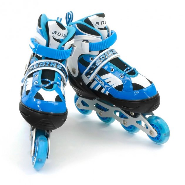 

Роликовые коньки Ролики раздвижные INLINE SKATE 0617 колеса PU, переднее светится,размер 40-43 Голубой