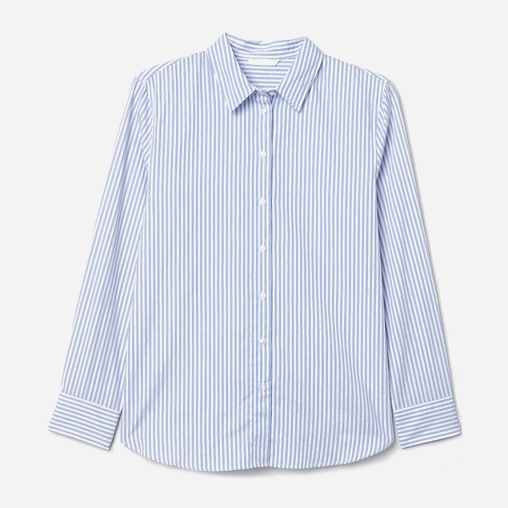 

Рубашка H&M 0639677_полос.  Голубая с белым, Рубашка H&M 0639677_полос. 42 Голубая с белым