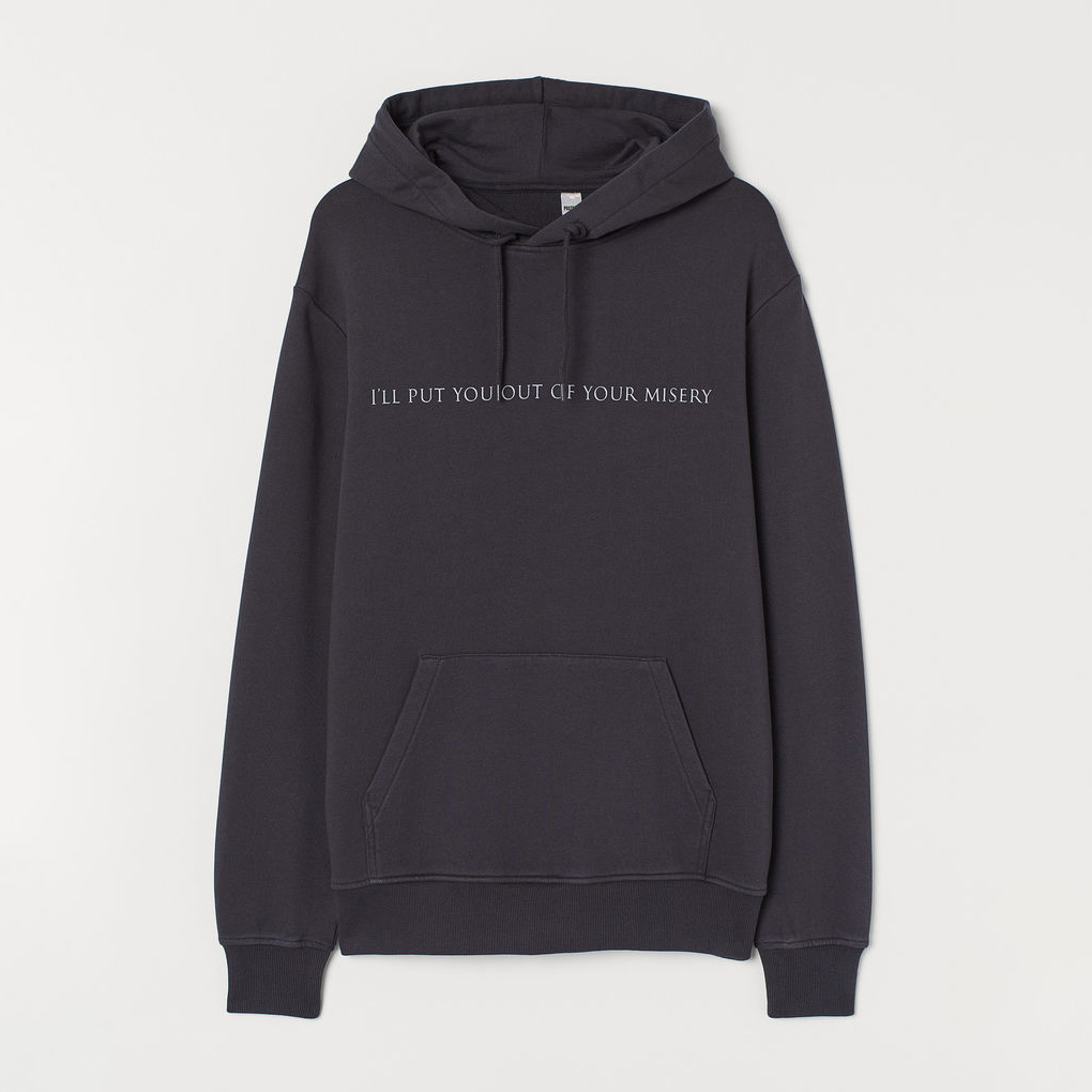 

Худи H&M 84695414 S Темно-серое с принтом