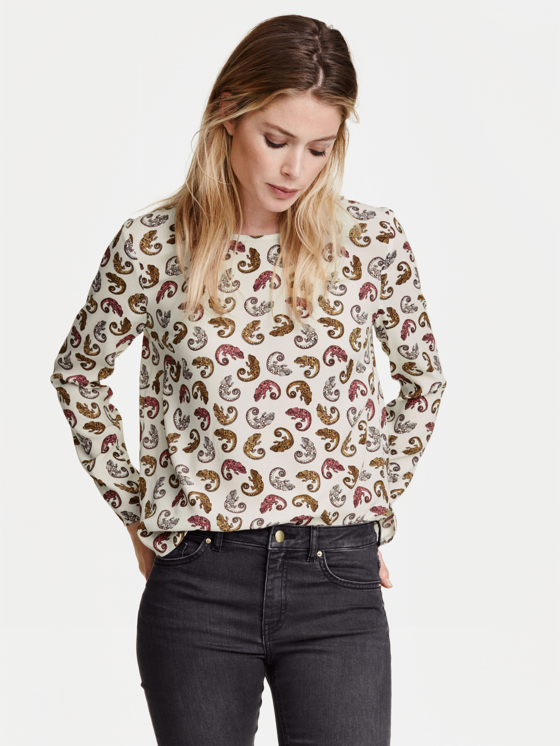 

Блузка H&M 3426993 32 Белая с принтом