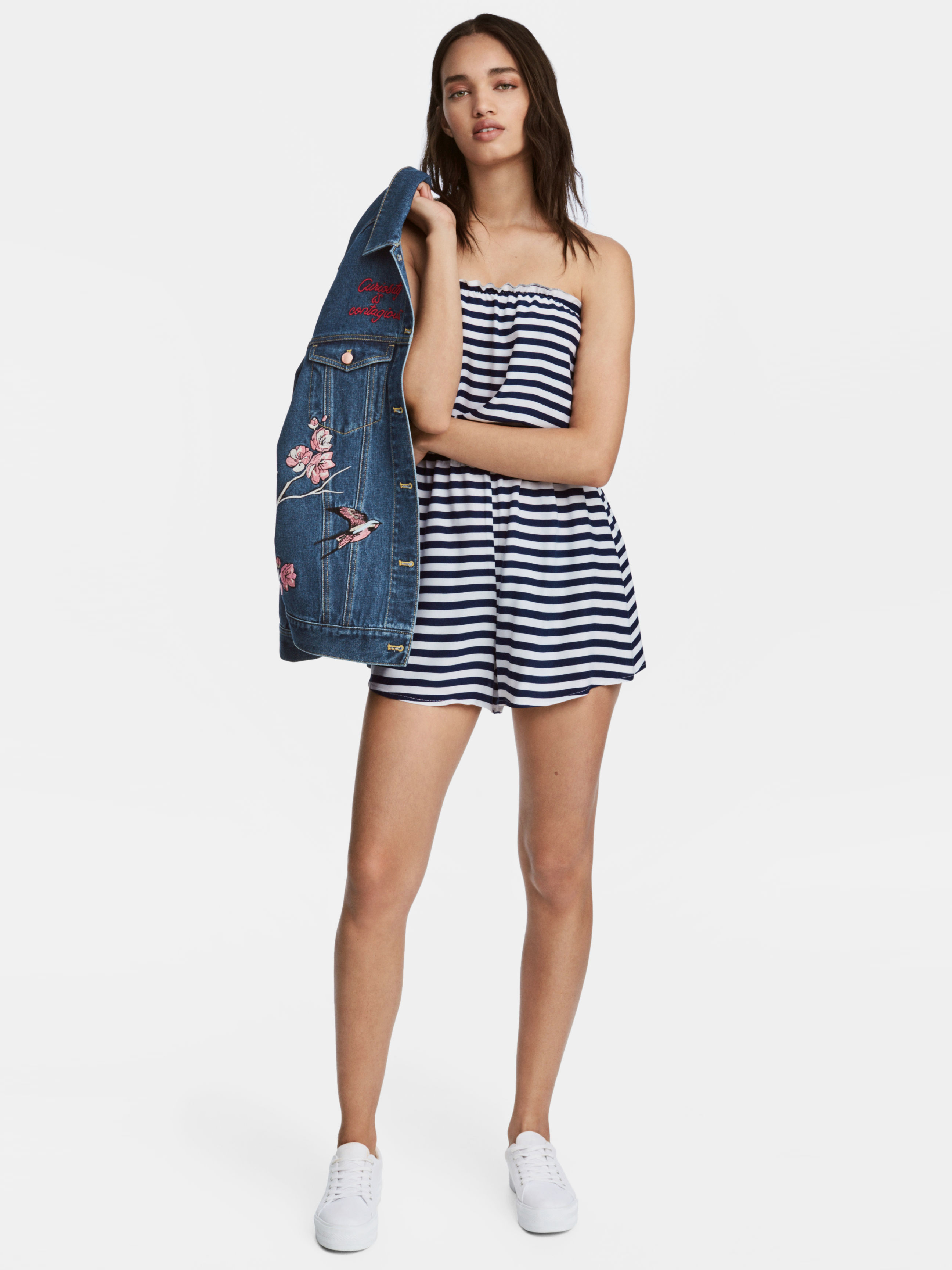 

Комбинезон H&M 4810936 32 Белый синяя полоска