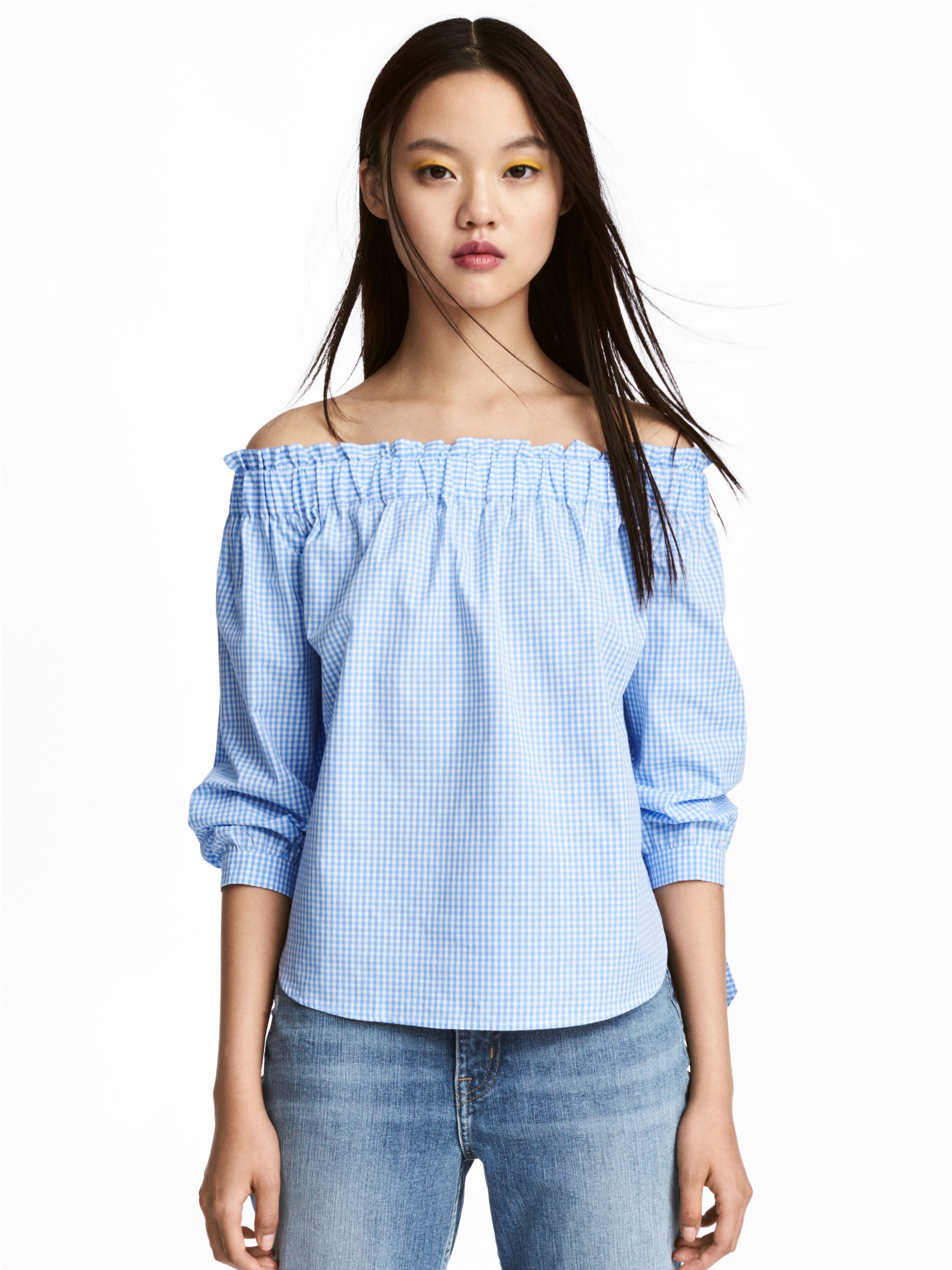 

Блузка H&M 5649336 36 Голубая с белой клеткой